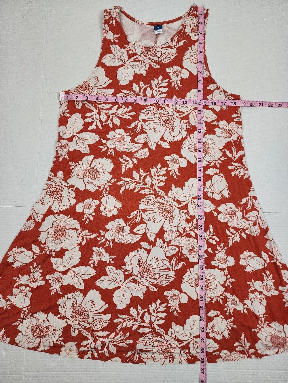 Old Navy Floral Rust-Orange Sleeveless Swing Dress M - Picture 8 of 10